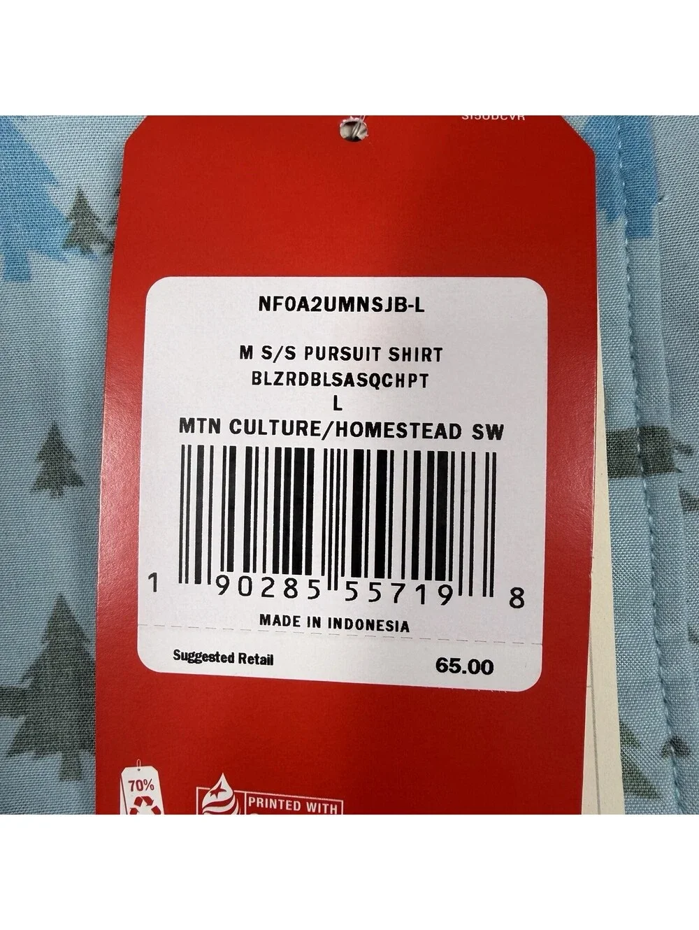 The North Face Pursuit Short Sleeve Button Up Tree Mountain Shirt Size Large NWT